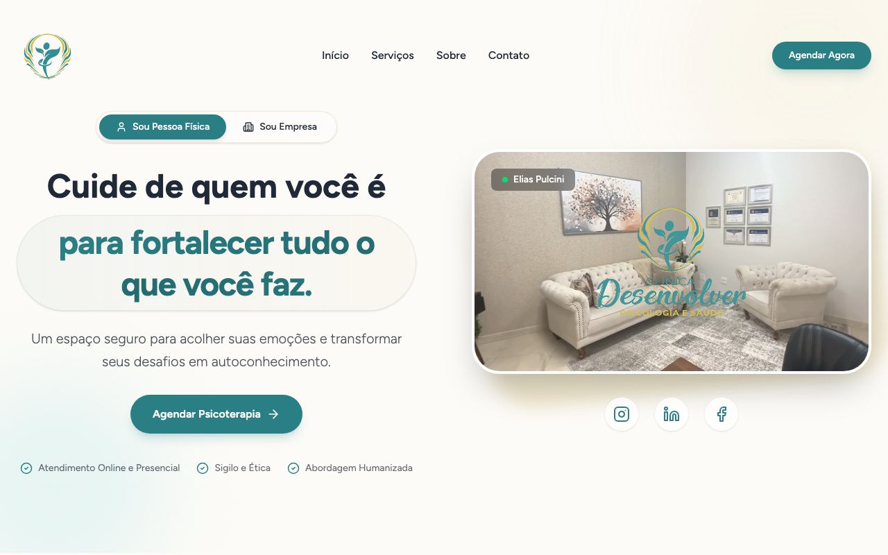 Site da Clínica Desenvolver